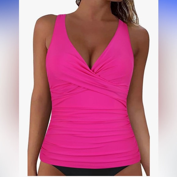 🌟🆕HILOR: Underwire Tankini with Tummy Control Bathing Suit Top NWT - Picture 1 of 9